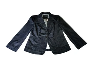 Denim Blazer Jacket Women's Small Dark Chambray The Limited 3/4 Sleeve Office - Picture 1 of 14