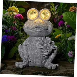 Luces de estatua de rana con energía solar, estatuillas de rana decoración de jardín al aire libre, al aire libre  - Imagen 1 de 7