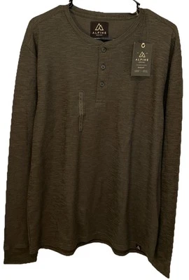 Мужская рубашка пуловер Henley на пуговицах 1/4 Alpine Design зеленый вересковый размер большой - Изображение 1 из 4