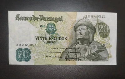 1971 Portugal 20 Escudos XF Vintage Banknote 1971-07-27 KM 173 - Image 1 of 4