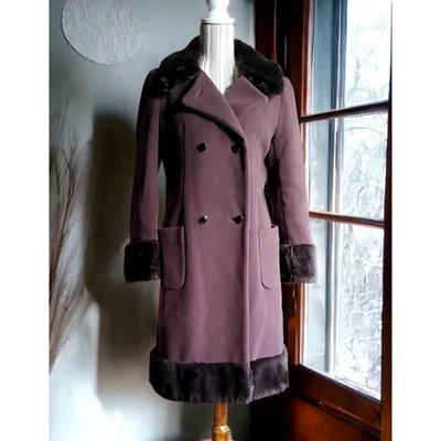 复古 70 年代深棕色人造毛皮边夹克。 Cuddle Coat New York. — 第 1/4 张图片