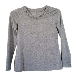 Charter Petite Women's Sz P/P Top Long Slevees Gray Metallic B31 - Picture 1 of 4