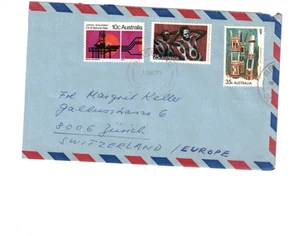 Australia 1971 70c en cubierta de correo aéreo a SUIZA, cds BRISBANE Qld - Imagen 1 de 1
