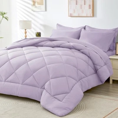  Purple Twin-XL Comforter Set - 5-Piece All Season Bed in Twin XL Light Purple - Image 1 of 4