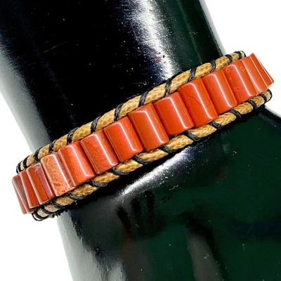 Handgemacht 19.1cm Roter Jaspis Armband Natürlicher Edelstein Schmuck für Men & - Bild 1 von 4
