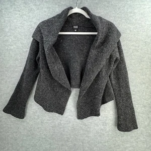 Eileen Fisher Open Front Cropped Cardigan Wool Blend Shrug Sweater Medium Gray - Picture 1 of 7