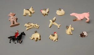 Lot Of 12 Vintage Celluloid Plastic Cracker Jack Charms Prizes Pendants - Picture 1 of 10