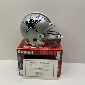 Troy Aikman Dallas Cowboys Autographed Football Mini Helmet - Picture 1 of 7