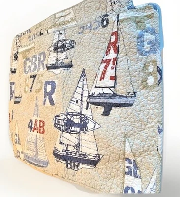 航海枕头 Shams 帆船绗缝套装 2 复古波西米亚海岸复古装饰 — 第 1/4 张图片