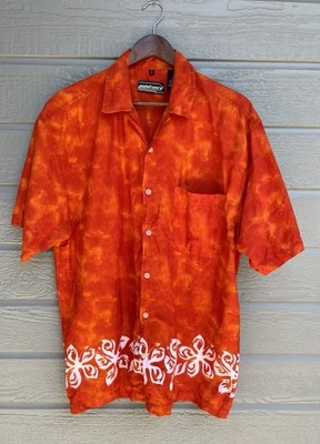 Point Zero VTG 90’s Mens Hawaiian Shirt Sz L Floral & Fire Camp Beach Travel EUC - Image 1 of 4