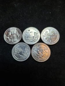 2019W WEST POINT MINT 25c COMPLETE SET 5 COINS AU-UNC - Picture 1 of 2