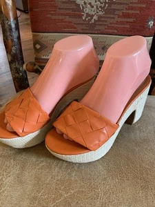 Botter Women’s Rattan Wedge Orange Braided Shoes Square Wedge Sandal New NWOT 7 - Picture 1 of 7