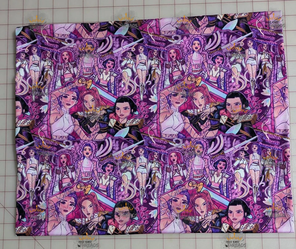 HUNTRIX Demon Hunters KPop Sound Like Custom Print 1 Yard Fabric Seamless Design Ap59x36