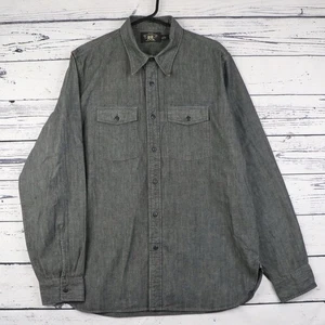 RRL Ralph Lauren Utility Shirt Mens L Button Up Chambray Double RL Worker - Picture 1 of 16