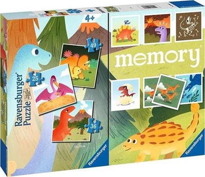 Ravensburger Dinosauri Memory 48 Carte + 3 Puzzle - Immagine 1 di 2