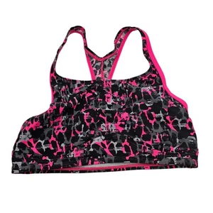 Speedo Womens Sz 10 Endurance Lite Sports Bra Pink Black Racerback - Picture 1 of 4