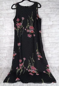  Maxi Vestido Moda Bug 12 Negro Floral Superposición Caprichoso Artístico De Colección - Imagen 1 de 11