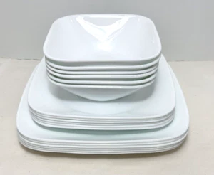 Corelle® Frost White Square 18-Piece Dinnerware Set Dinner Plates Very Clean - Picture 1 of 11
