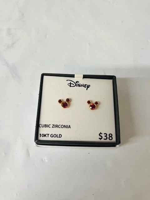 Disney E101460JUYL-B.WM Mickey Mouse 10kt Gold Red Cubic Zirconia Stud Earrings
