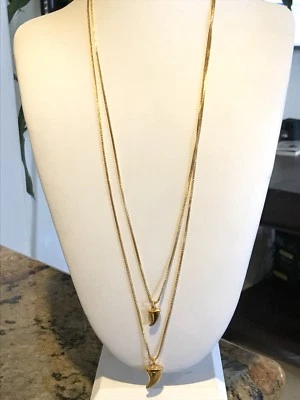 Collar de cadena Vince Camuto metales mayas doble cuerno 2 hilos tono dorado 20" Foto 1 de 3