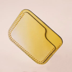 Estuche para tarjetas de cuero delgado pátina amarillo, soporte para tarjetas de crédito delgado amarillo para hombres mujeres - Imagen 1 de 6