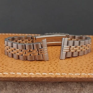 16mm Champion Rice Beads Stainless Steel& Gold rgp nos Ladies Vintage Watch Band - Picture 1 of 8