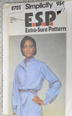 Simplicity Pattern 8785 Misses' Pullover Blouse Tie Belt Sz 8 10 12 Uncut - Image 1 of 2