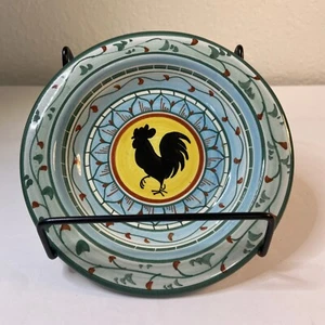 Italian Orvieto Rooster Plate Wall Hanging Pottery Blue 5” Vintage - Picture 1 of 8