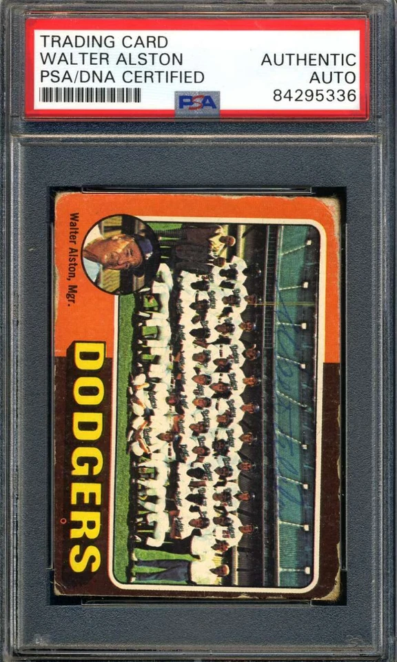 Mini autógrafo Topps 1975 certificado de autenticidad PSA firmado por Walter Alston Foto 1 de 1