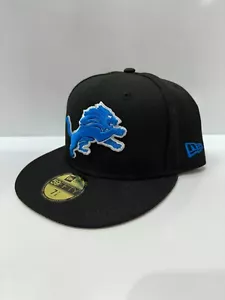Authentic New Era NFL 59FIFTY Fitted Cap Detroit Lions Black/Blue - Picture 1 of 6