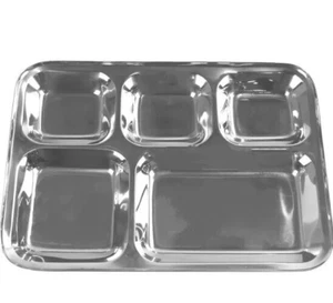 Stainless Steel 5 Compartment Indian Dinner Lunch TraySAME DAY DISPATCH(ST14083) - Picture 1 of 2