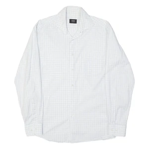HUGO BOSS Two Ply Mens Shirt White Check Long Sleeve M - Picture 1 of 6