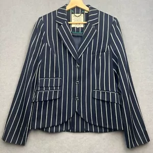 JACK WILLS MOON Jacket Women UK 12 Navy Blazer Pinstripe Riding Hacking Country - Picture 1 of 16