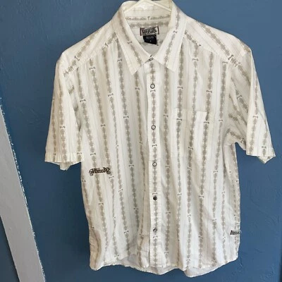 Camisa de Skateboarding Tony Hawk Pequeña Cierre de Botones Blanca De Colección Hawk G Foto 1 de 4