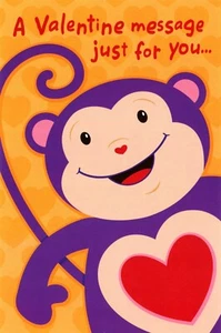 Cute VALENTINE'S DAY Card FOR KID, Monkey Heart Awesome by American Greetings +✉ - Picture 1 of 5