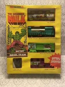 Vintage 1978 Marvel Durham Industries Incredible Hulk Battery Train Set Complete - Picture 1 of 12