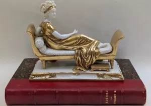 Antica statuina porcellana tedesca Scheibe Alsbach oro - Madame Recamier - Foto 1 di 6