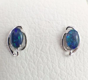 Orecchini a perno tripletta opale originale in argento sterling con certifica... - Foto 1 di 9