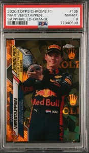 2020 Topps Chrome F1 #165 MAX VERSTAPPEN #1 /25 Sapphire Orange Refractor PSA 8