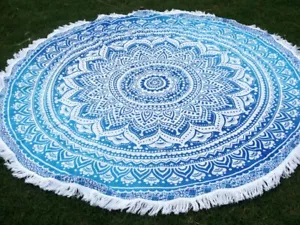 Arazzo Ombre Mandala Rotondo Telo Spiaggia Lancio Coperta Copritavolo Tovaglia - Foto 1 di 3