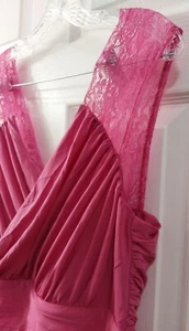 Pink Formal Long Evening Ball Party Prom Wedding Bridesmaid Dress Shoulder Lace - Picture 1 of 9