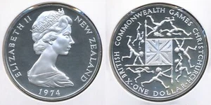 New Zealand 1974 Silver One Dollar $1 (X Commonwealth Games) - Proof - Picture 1 of 3