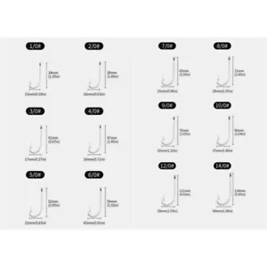 50pcs Stainless Steel Fishing Hooks O'Shaughnessy Forged Long Shank J Fish Hooks - Picture 1 of 36