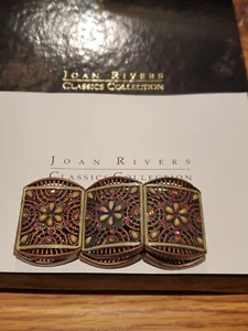 Vintage Signed Joan Rivers Marrakesh Copper Toned Stretch Bracelet Amber & Red - Picture 1 of 6