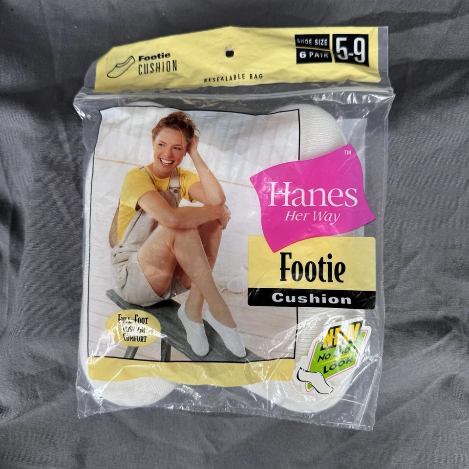 Vintage 2001 Hanes Her Way Footie Cushion Size 5 -9 Womens