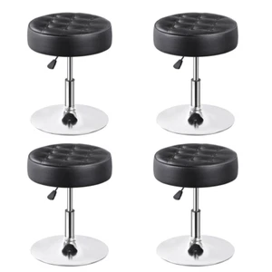 4PCS Adjustable Swivel Makeup Ottoman Stool Round Vanity Stool For Bedroom Black - Picture 1 of 24