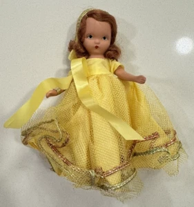 Muñeca Nancy Ann Cuentos Vintage Años 40 FL Bisque Dulce Amarillo Vestido Diadema 5.5"" - Imagen 1 de 6