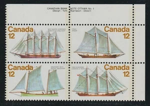 1977 Canada SC# 747a UR - Sailing Vessels - Plate 1 Plate Block M-NH Lot # 2807b - Picture 1 of 1