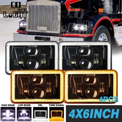 Faros LED HI/LO DRL 4x6 pulgadas Fit International Harvester 9300 1988-2000 4 un. Foto 1 de 4