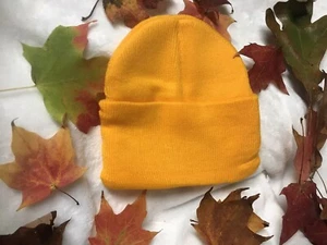 Cute Beanie Hat Warm Stocking Hat Acrylic Color Marigold Great Stocking Stuffers - Picture 1 of 1